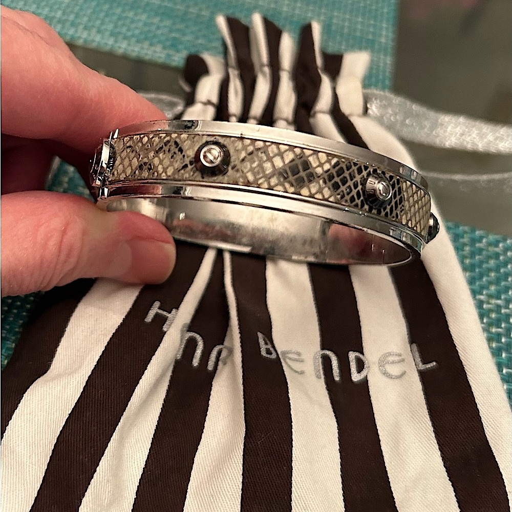 Henri Bendel snakeskin bangle bracelet and pouch